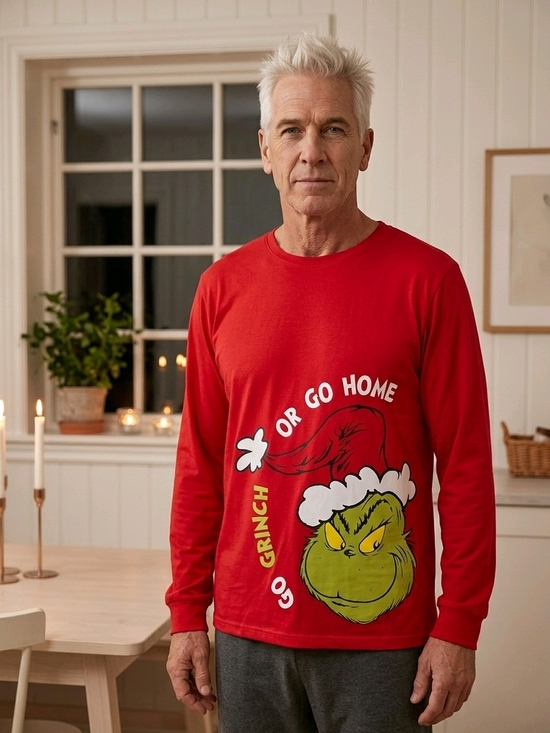 Other - The Grinch Dr. Seuss 'Go Grinch Or Go Home' Red Pajama Top XL 16-18